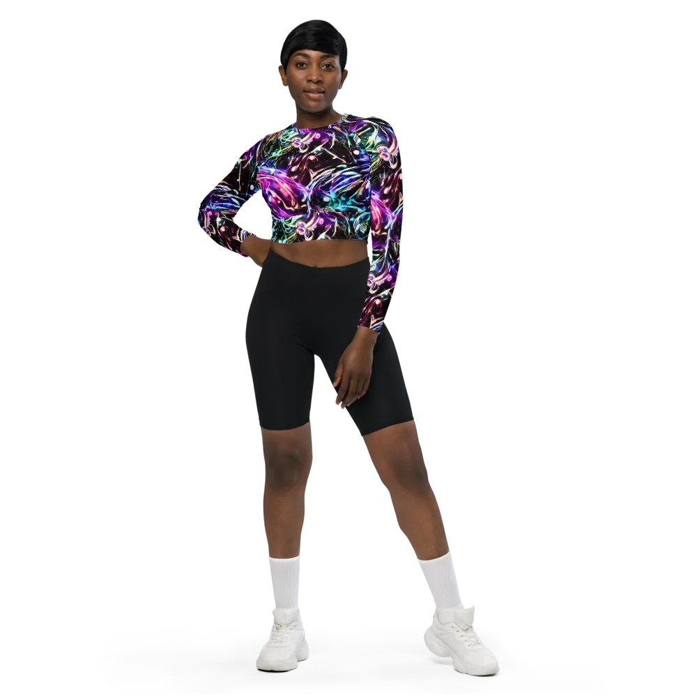 Cosmic Chrome on Long Sleeve Crop Top — Front