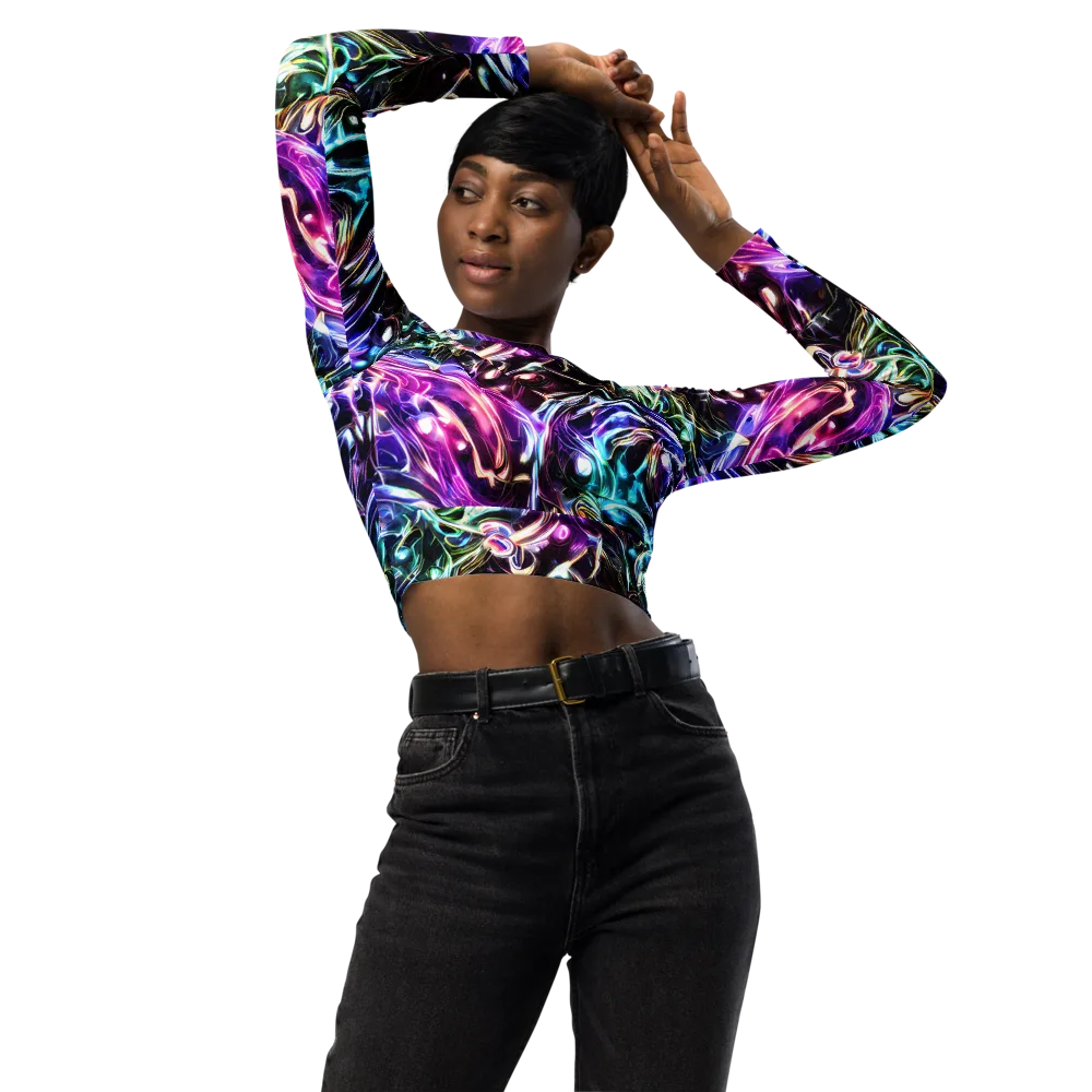 Cosmic Chrome on Long Sleeve Crop Top — Front