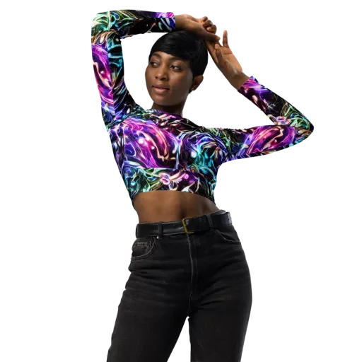 Cosmic Chrome on a Long Sleeve Crop Top