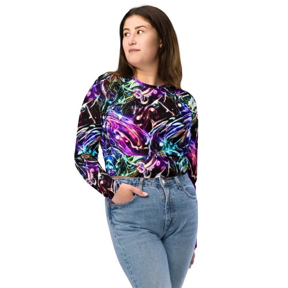 Cosmic Chrome on Long Sleeve Crop Top — Front