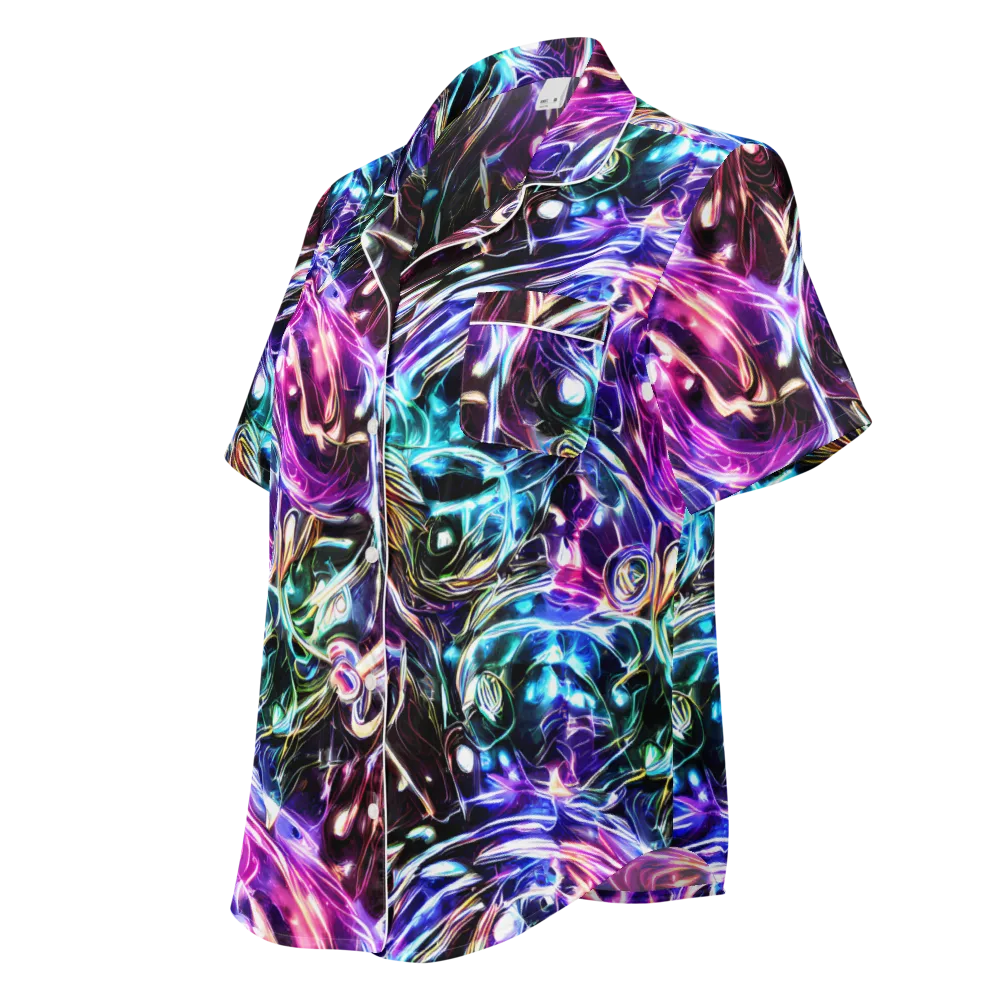 Cosmic Chrome on Women's Short Sleeve Pajama Top — Left Front