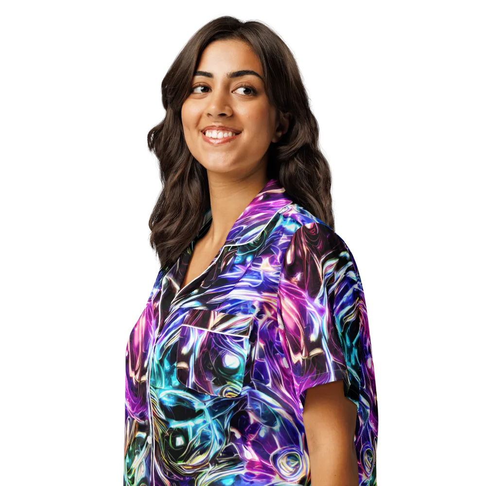 Cosmic Chrome on Women's Short Sleeve Pajama Top — Left Front