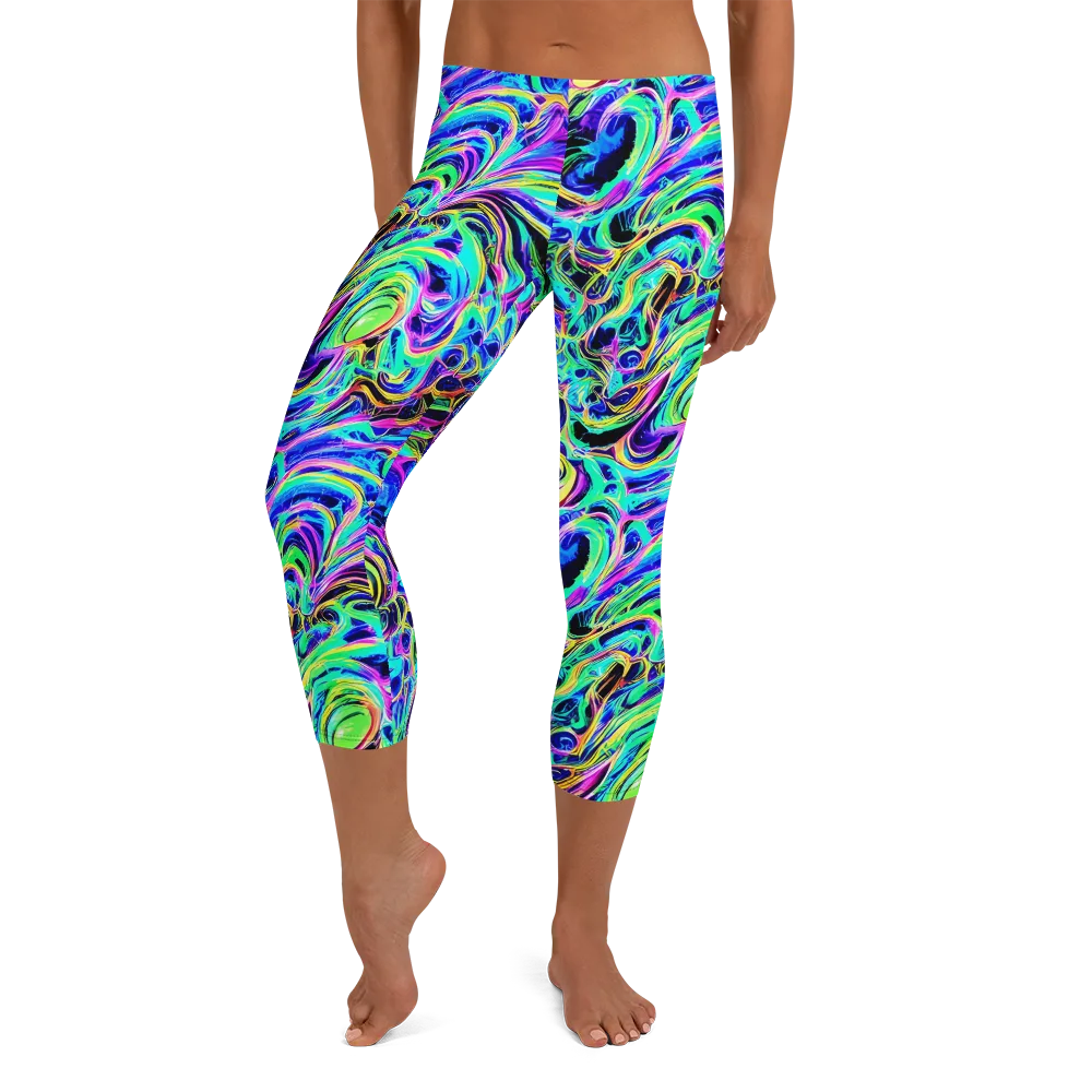Acid Tidal on Capri Leggings — Front
