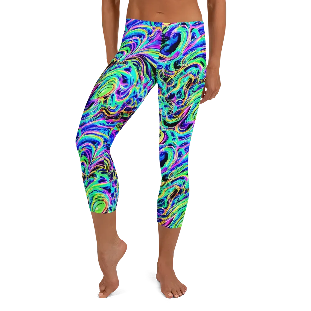 Acid Tidal on Capri Leggings — Front