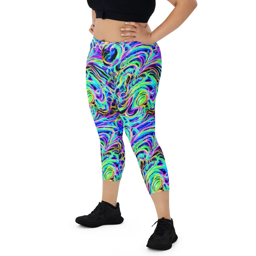 Acid Tidal on Capri Leggings — Front