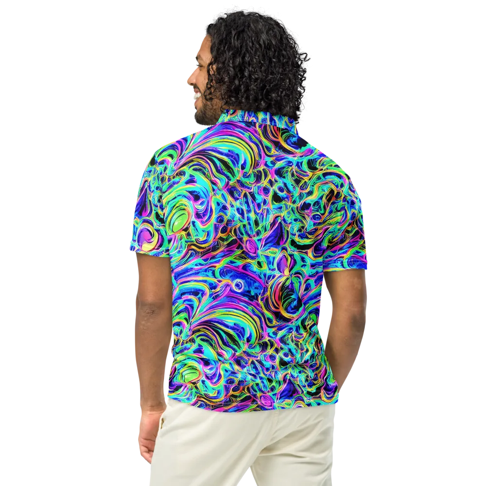 Acid Tidal on Men's Slim Fit Polo Shirt — Back