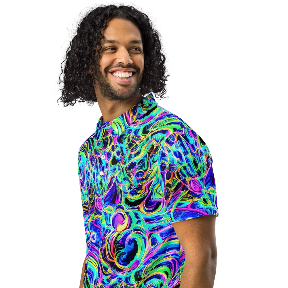 Acid Tidal on Men's Slim Fit Polo Shirt — Left Front