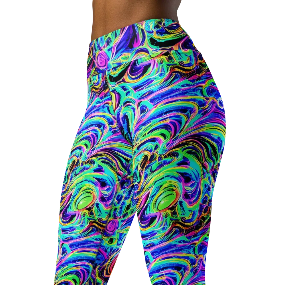 Acid Tidal on Yoga Leggings — Left Front