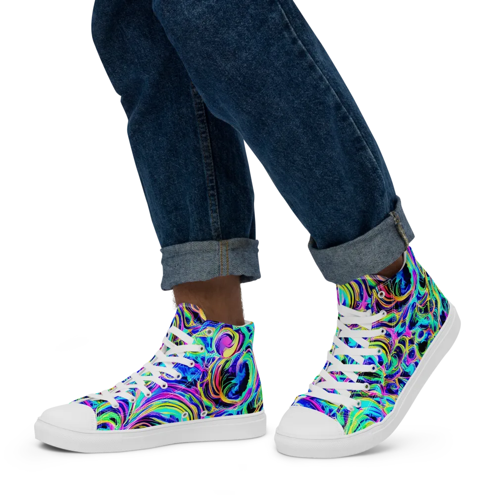 Acid Tidal on Men's High Top Canvas Shoes — Left