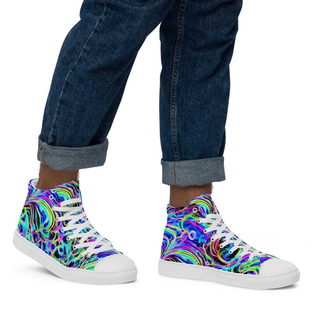 Acid Tidal on Men's High Top Canvas Shoes — Right