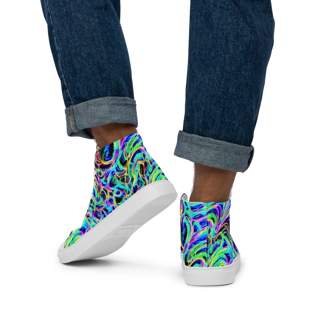 Acid Tidal on Men's High Top Canvas Shoes — Back