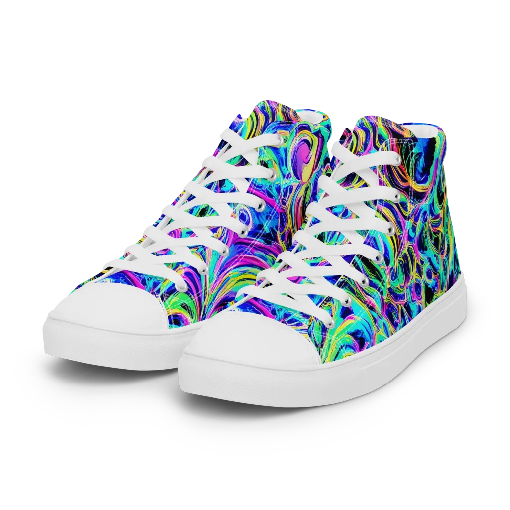 Acid Tidal on Women's High Top Canvas Shoes — Left Front