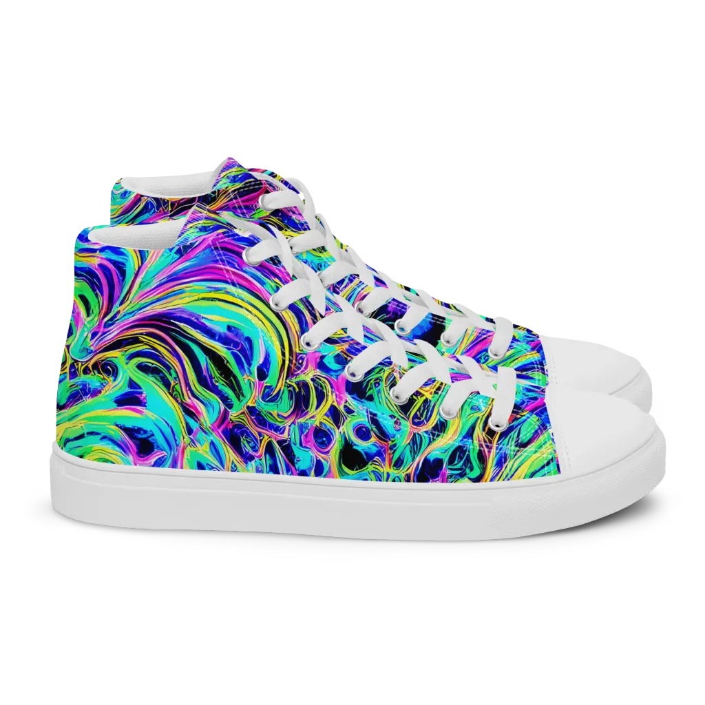 Acid Tidal on Women's High Top Canvas Shoes — Right