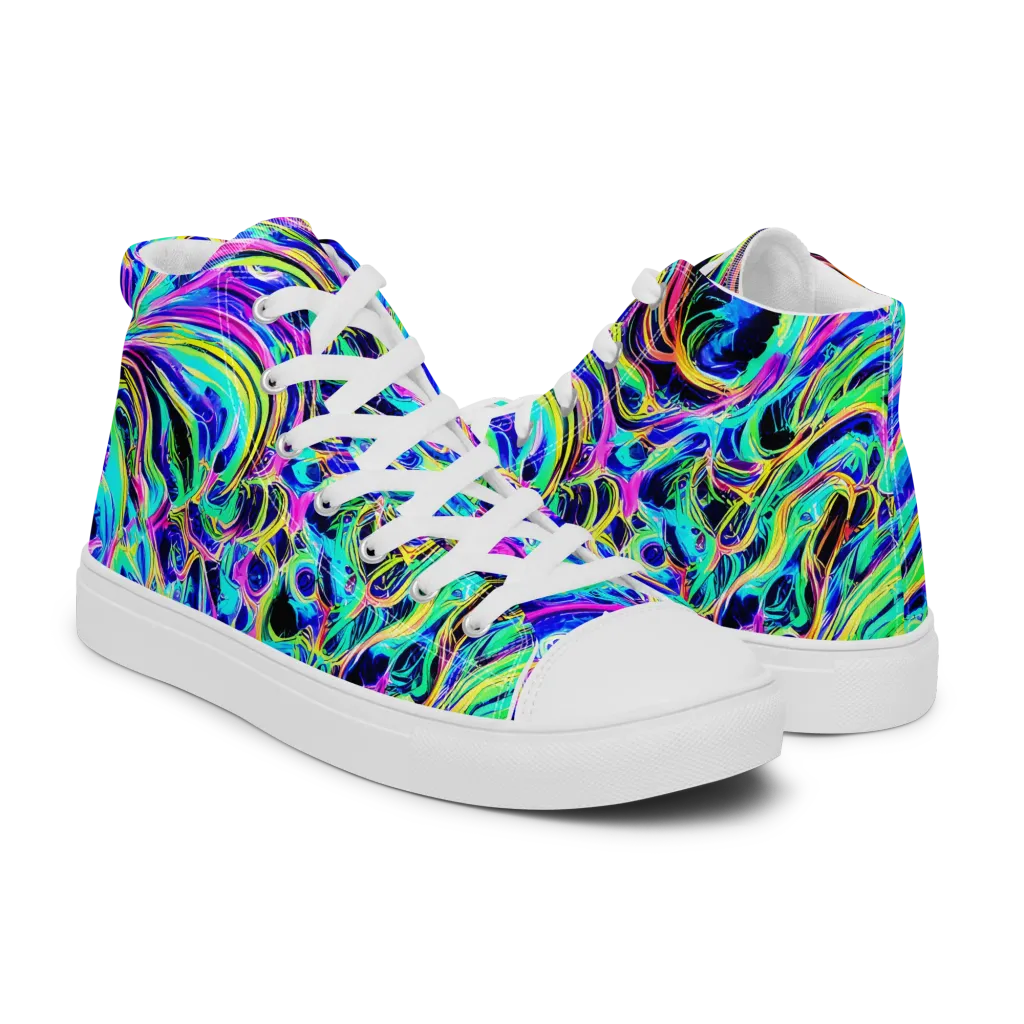 Acid Tidal on Women's High Top Canvas Shoes — Right