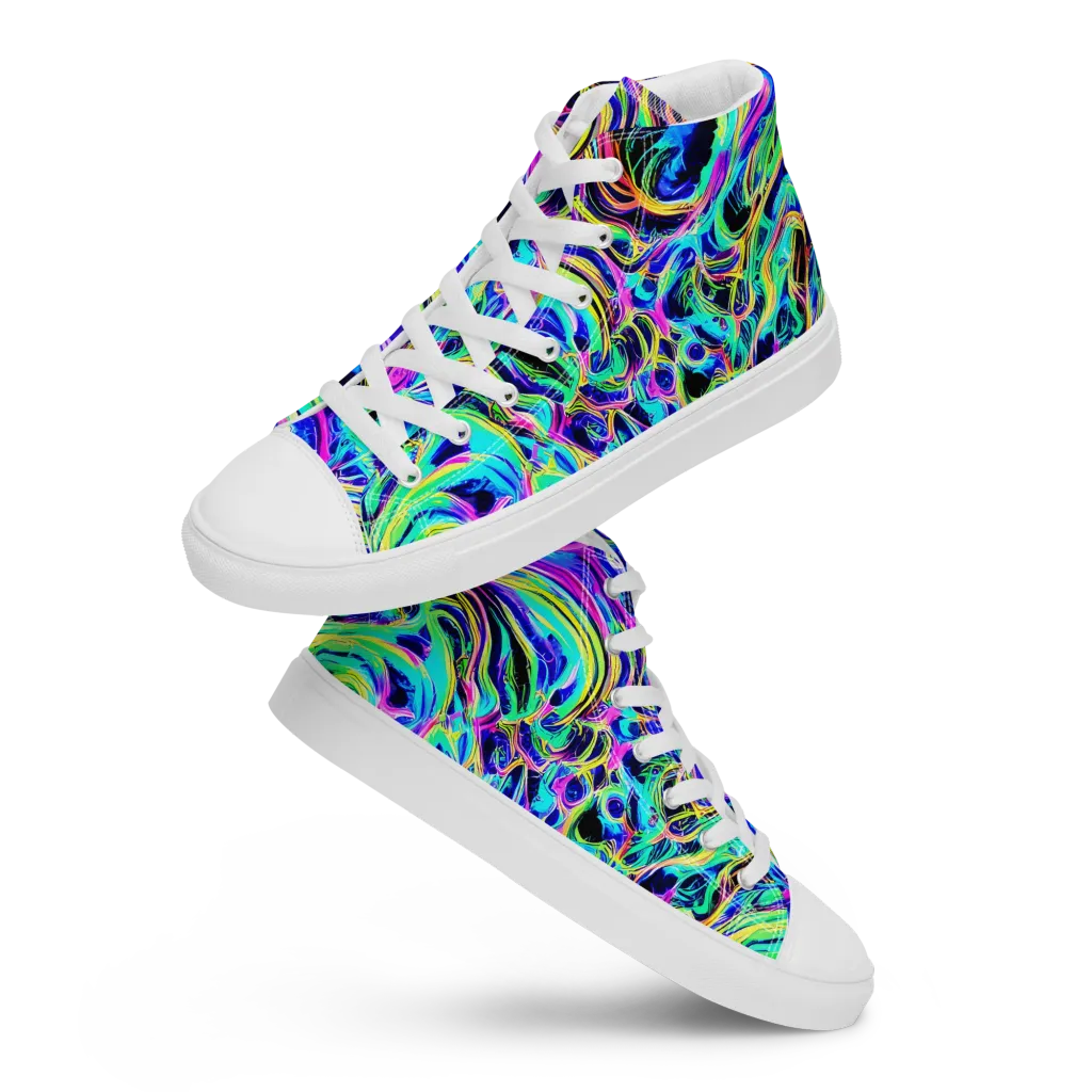 Acid Tidal on Women's High Top Canvas Shoes — Front