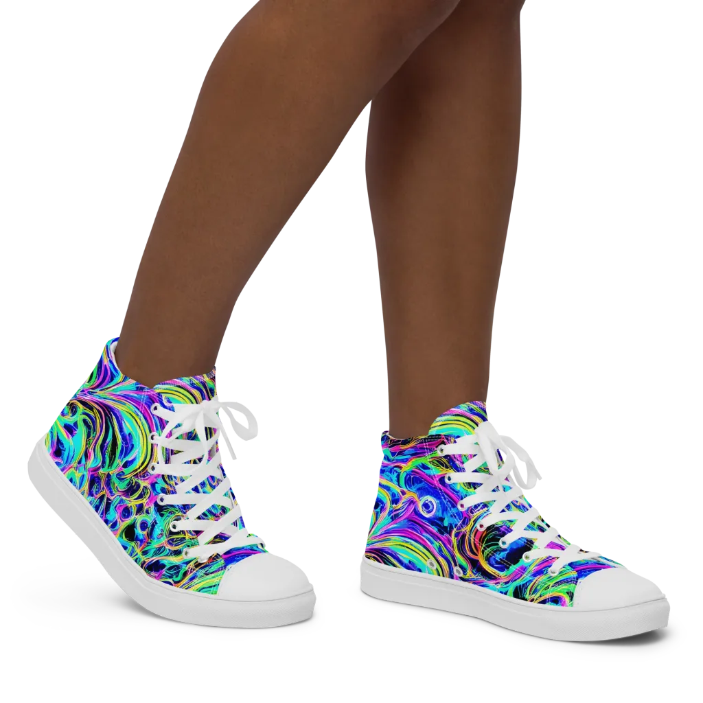 Acid Tidal on Women's High Top Canvas Shoes — Right