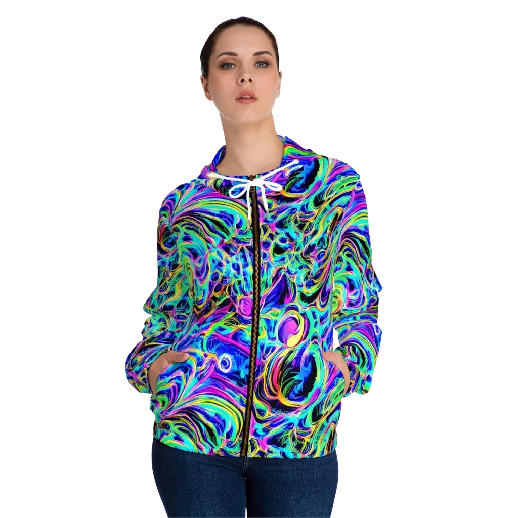 Acid Tidal on Women's Full-Zip Hoodie — Front On Person