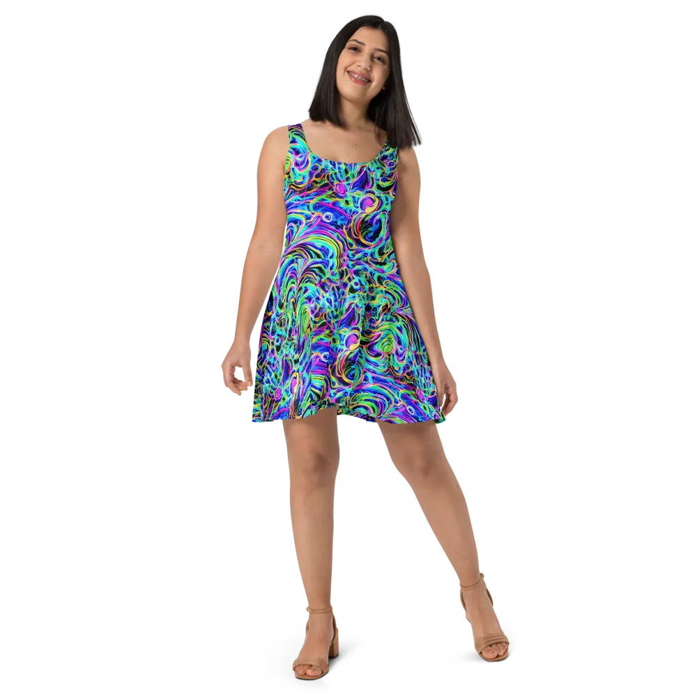 Acid Tidal on Skater Dress — Front