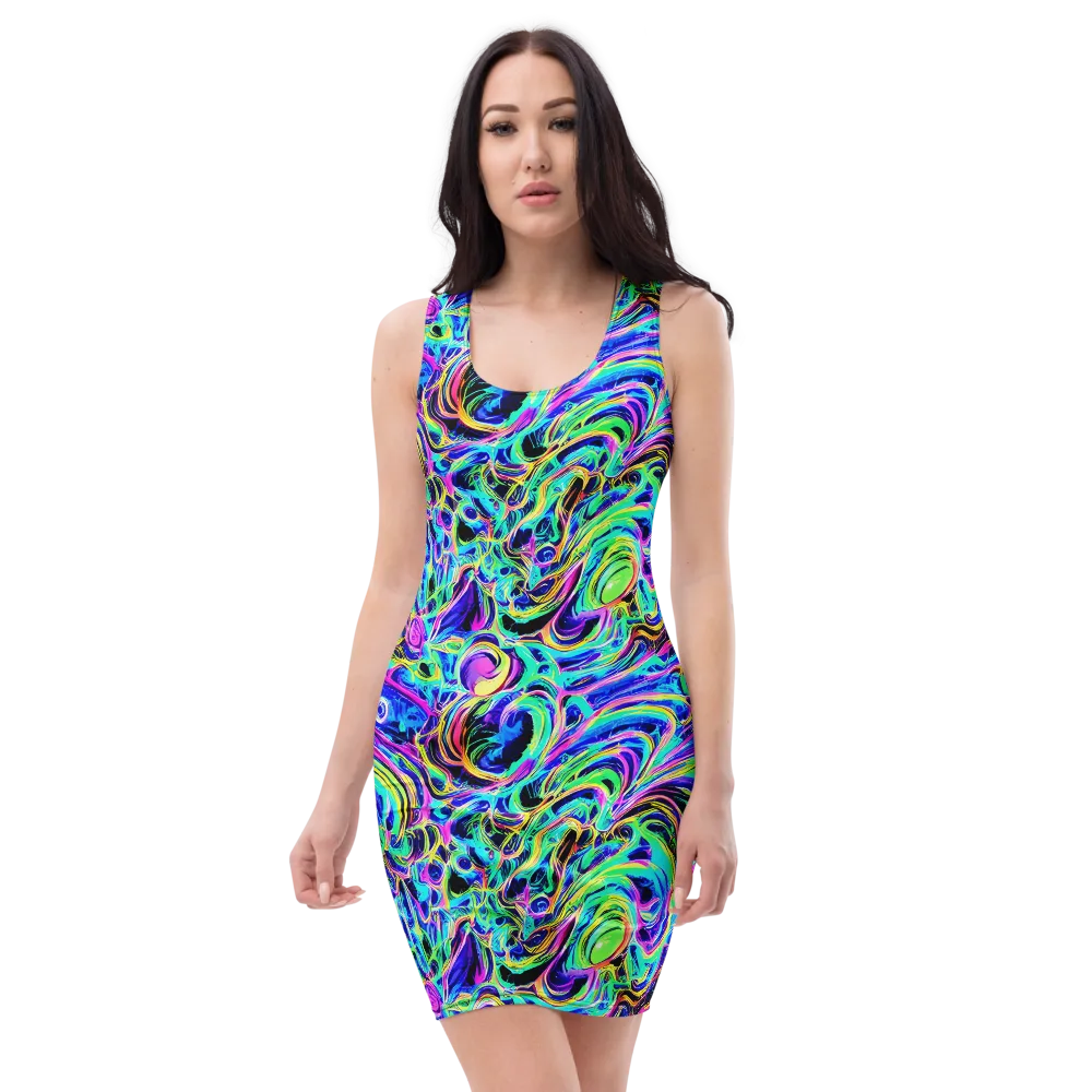 Acid Tidal on Bodycon Dress — Front