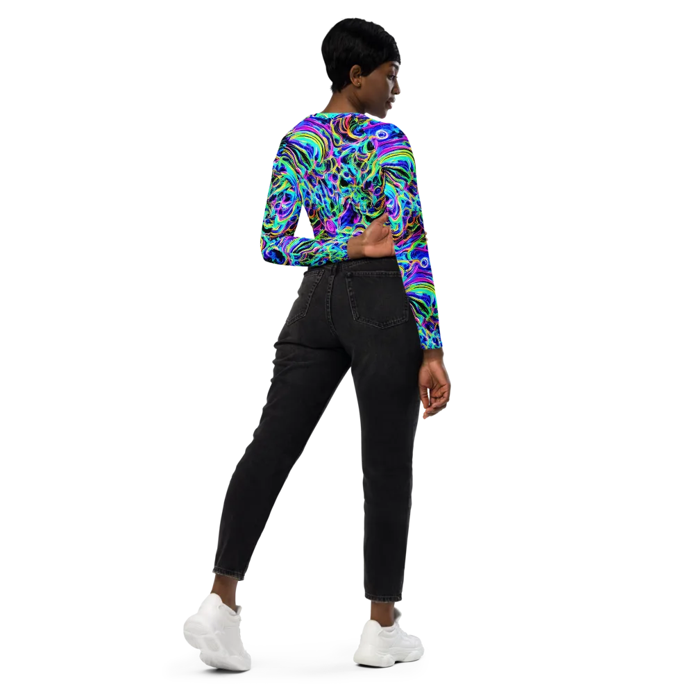 Acid Tidal on Long Sleeve Crop Top — Right Back