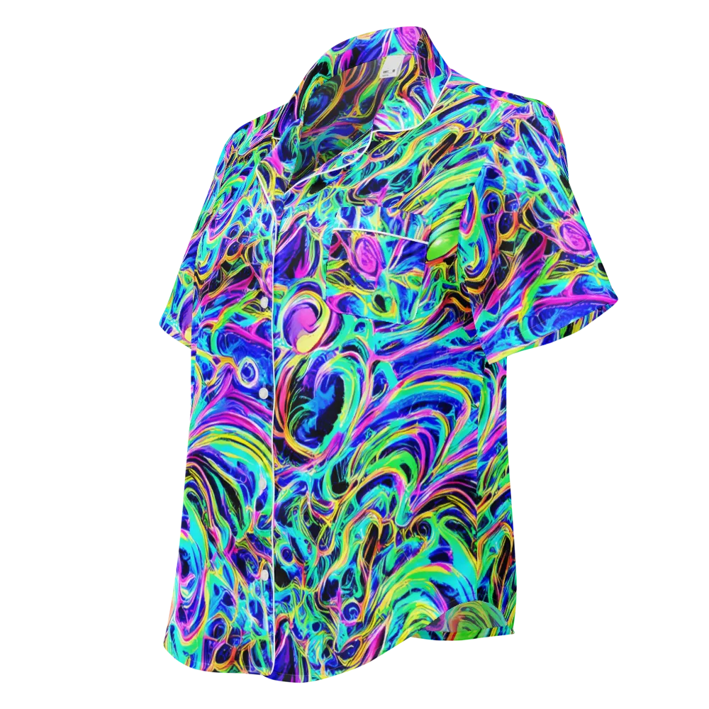 Acid Tidal on Women's Short Sleeve Pajama Top — Left Front