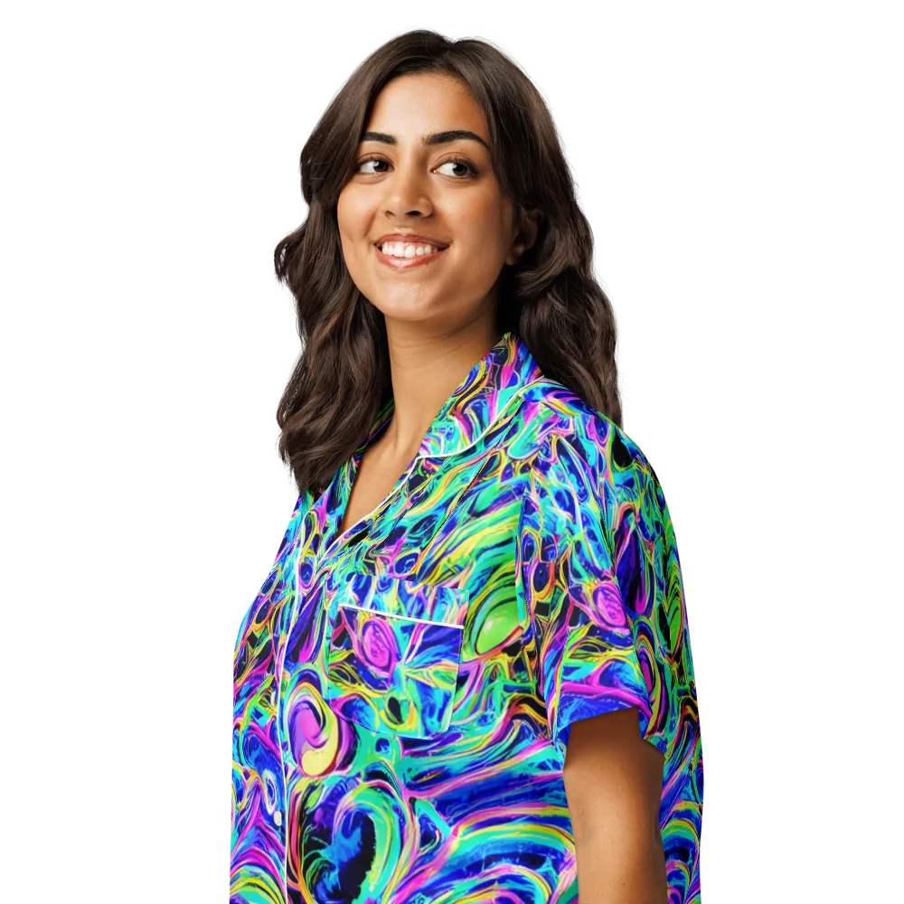 Acid Tidal on Women's Short Sleeve Pajama Top — Left Front