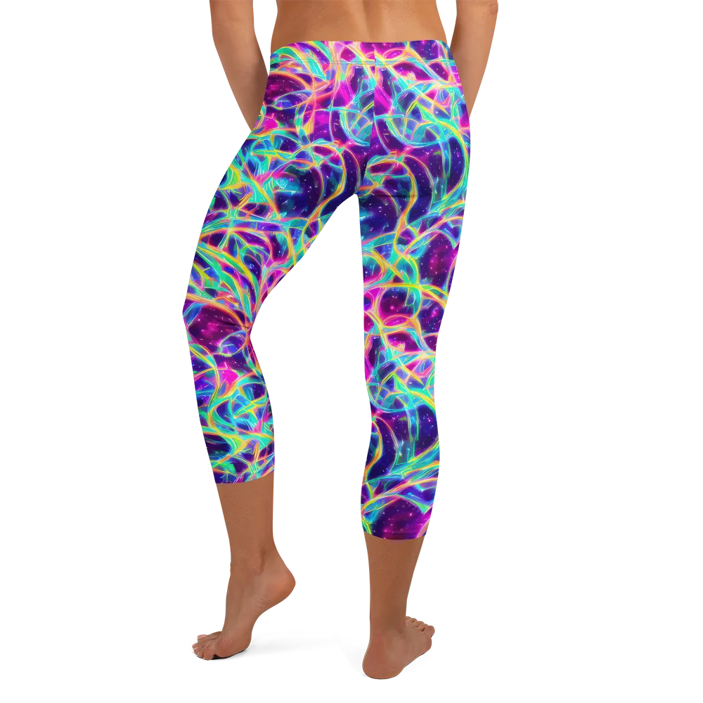 Electric Starweave on Capri Leggings — Back