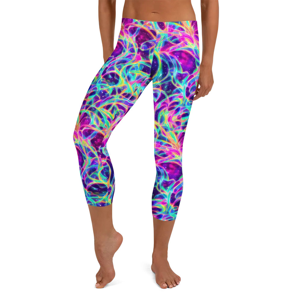 Electric Starweave on Capri Leggings — Front