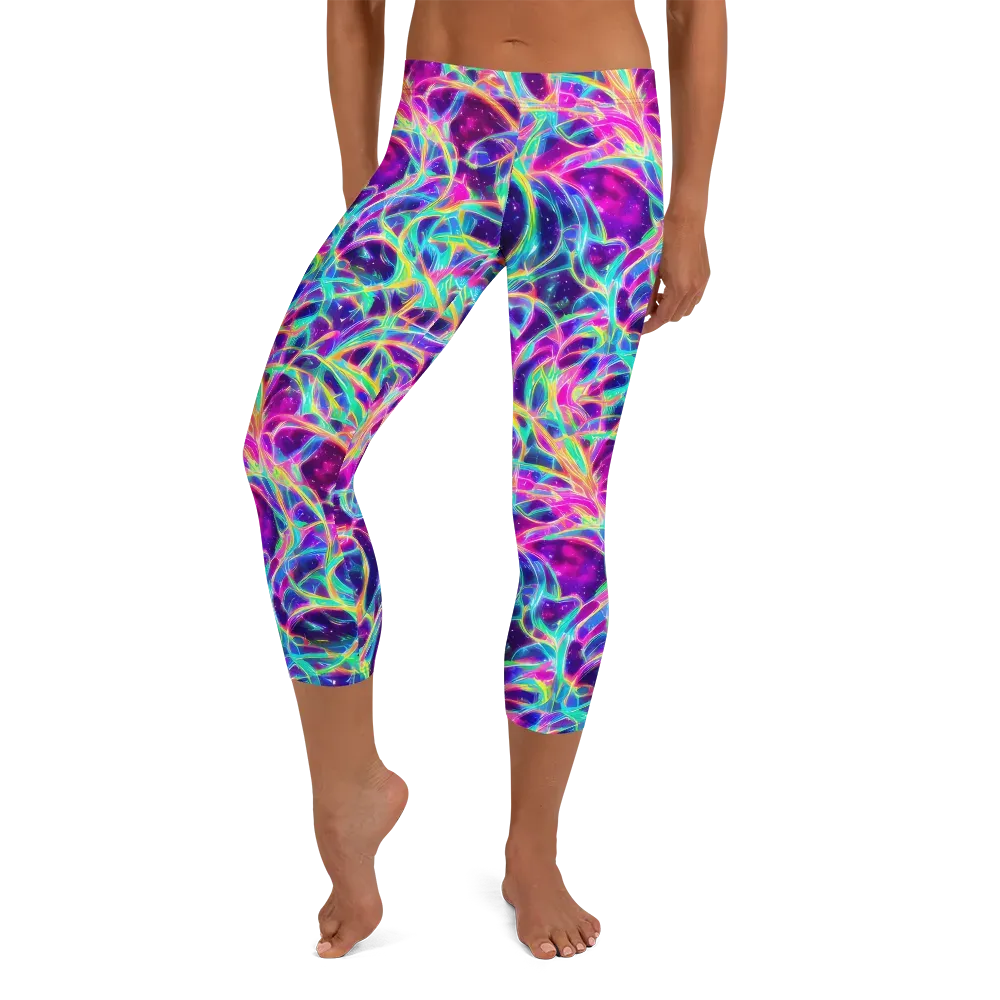 Electric Starweave on Capri Leggings — Front