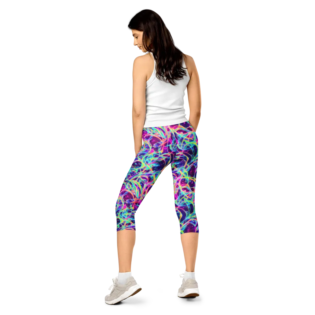 Electric Starweave on Capri Leggings — Back