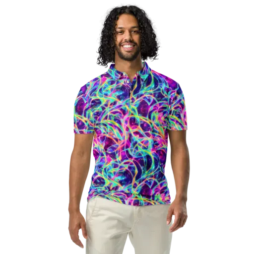 Electric Starweave on a Men's Slim Fit Polo Shirt