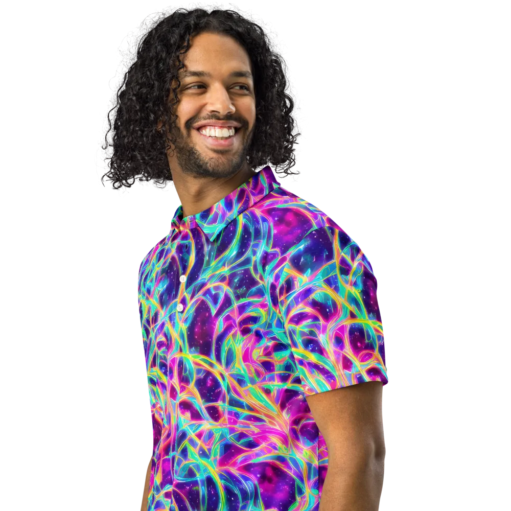 Electric Starweave on Men's Slim Fit Polo Shirt — Left Front