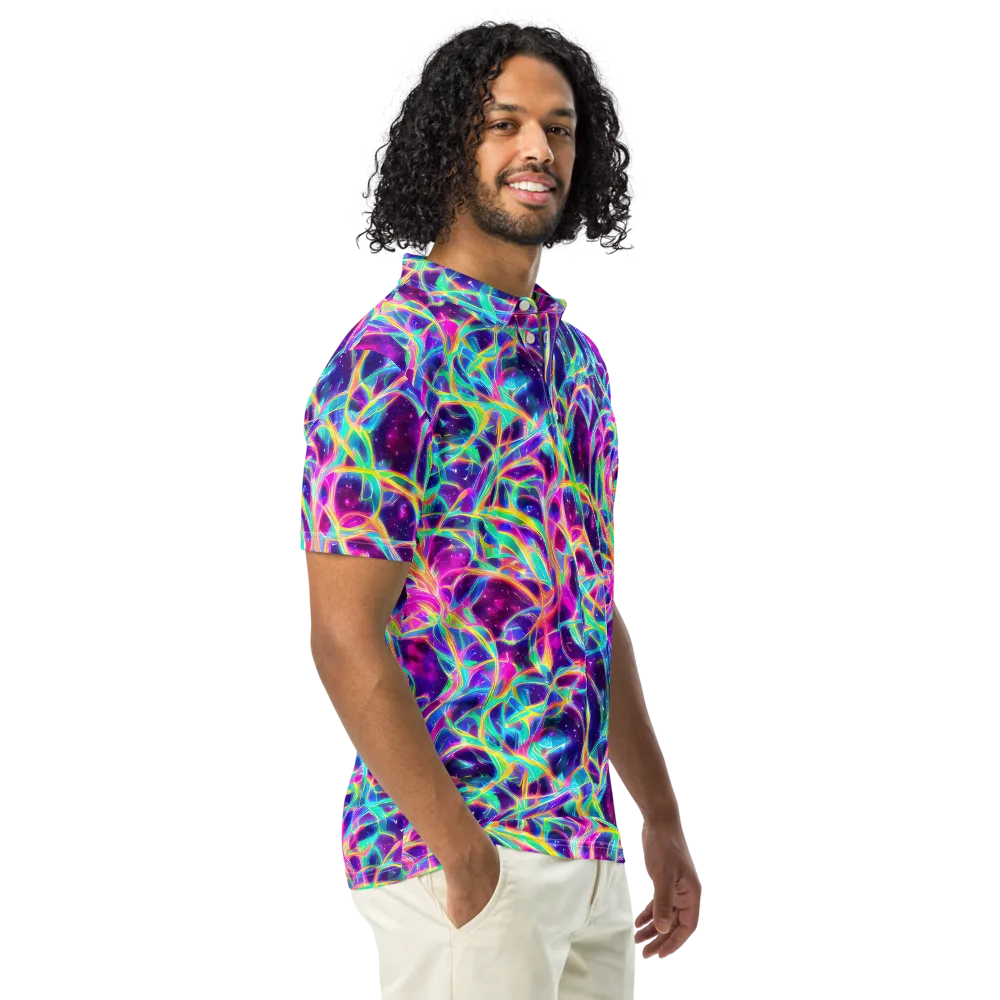 Electric Starweave on Men's Slim Fit Polo Shirt — Right Front