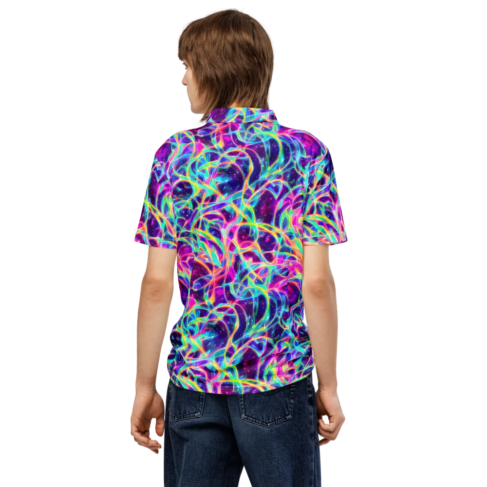 Electric Starweave on Men's Slim Fit Polo Shirt — Back