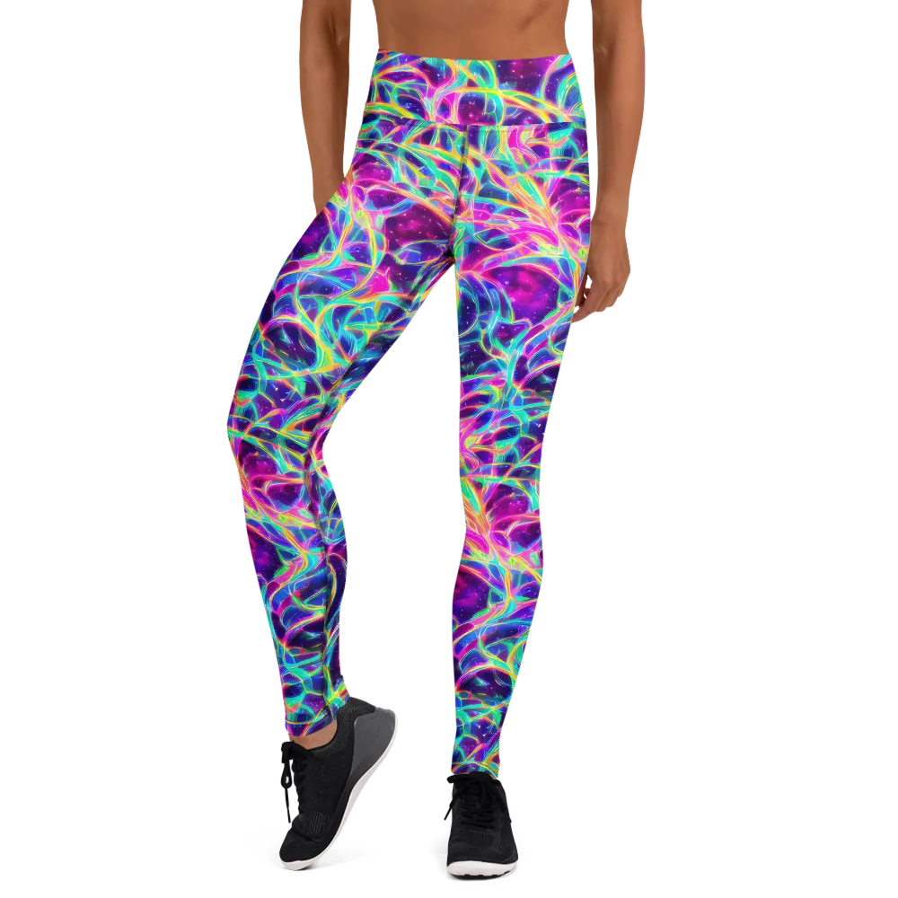 Electric Starweave on Yoga Leggings — Front