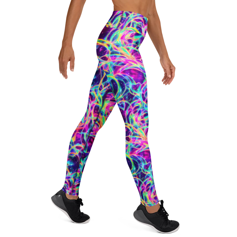 Electric Starweave on Yoga Leggings — Right