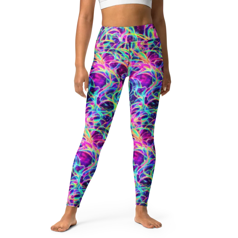 Electric Starweave on Yoga Leggings — Front