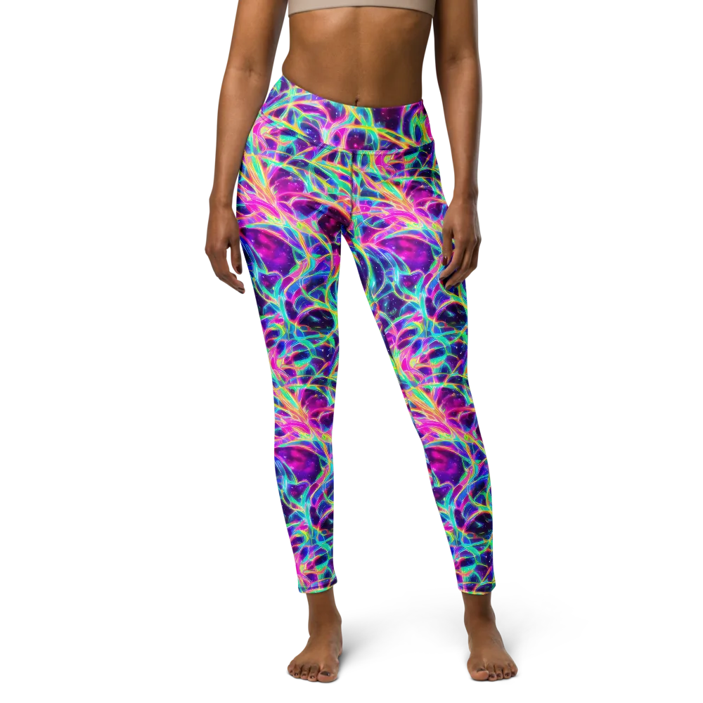 Electric Starweave on Yoga Leggings — Front