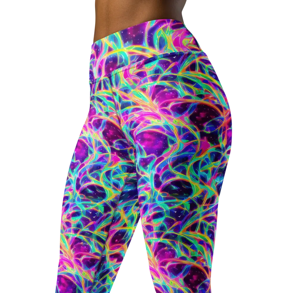 Electric Starweave on Yoga Leggings — Left Front