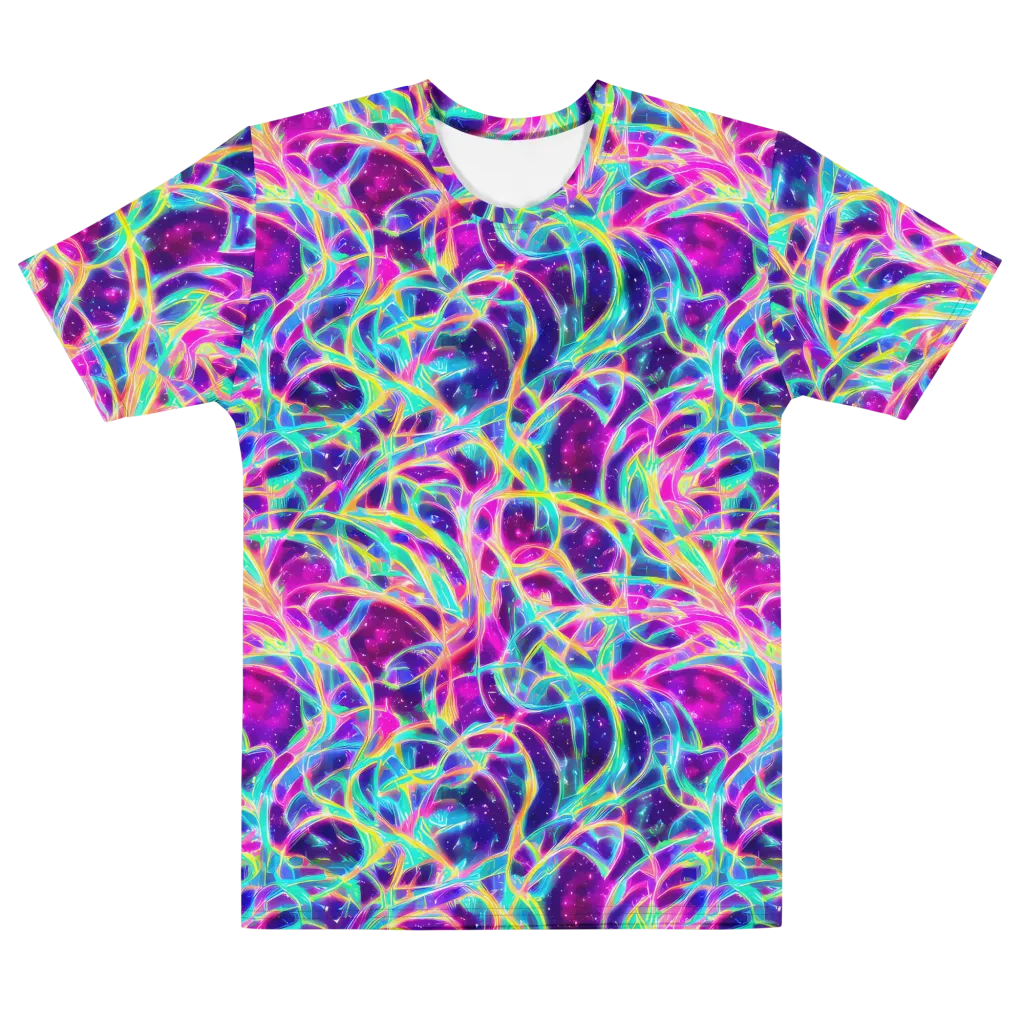 Electric Starweave on Men's Cotton Crew Neck T-Shirt — Front