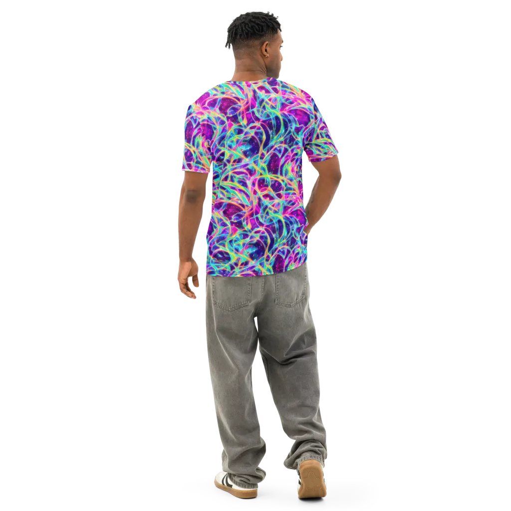 Electric Starweave on Men's Cotton Crew Neck T-Shirt — Back