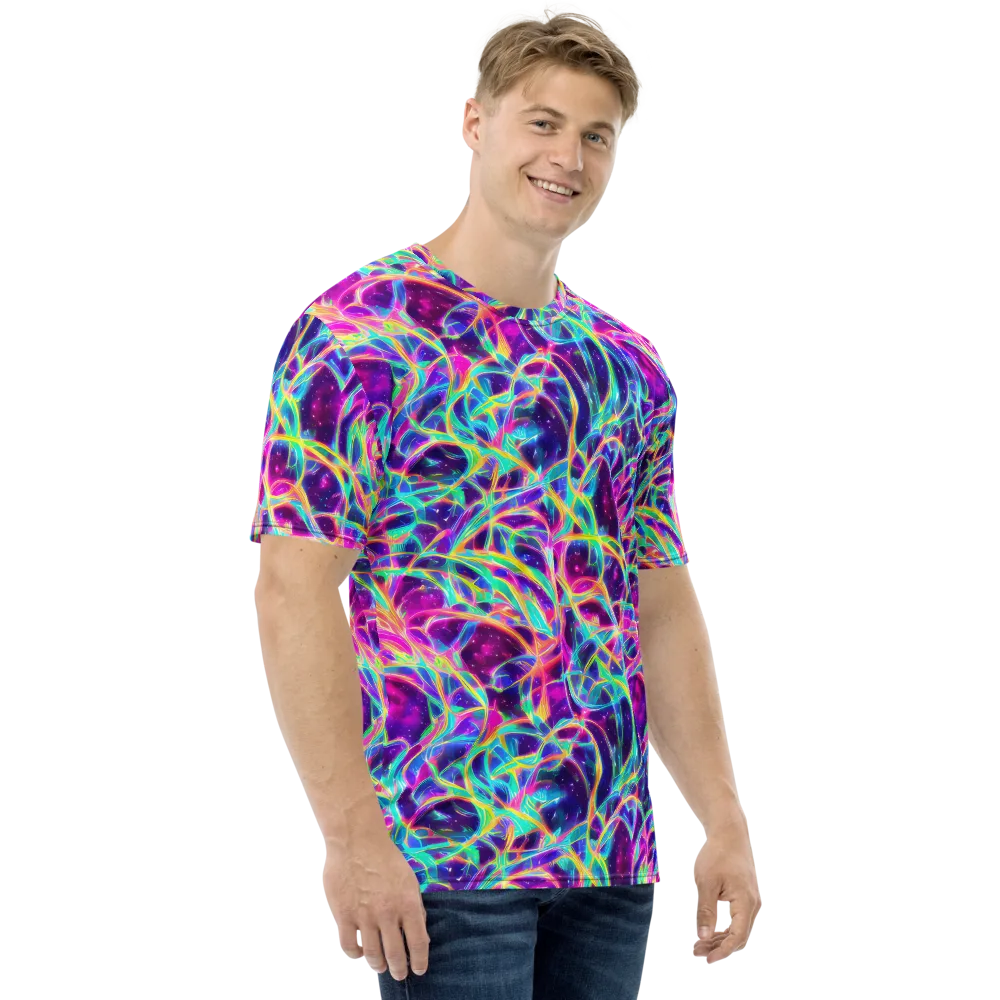Electric Starweave on Men's Crew Neck T-Shirt — Right