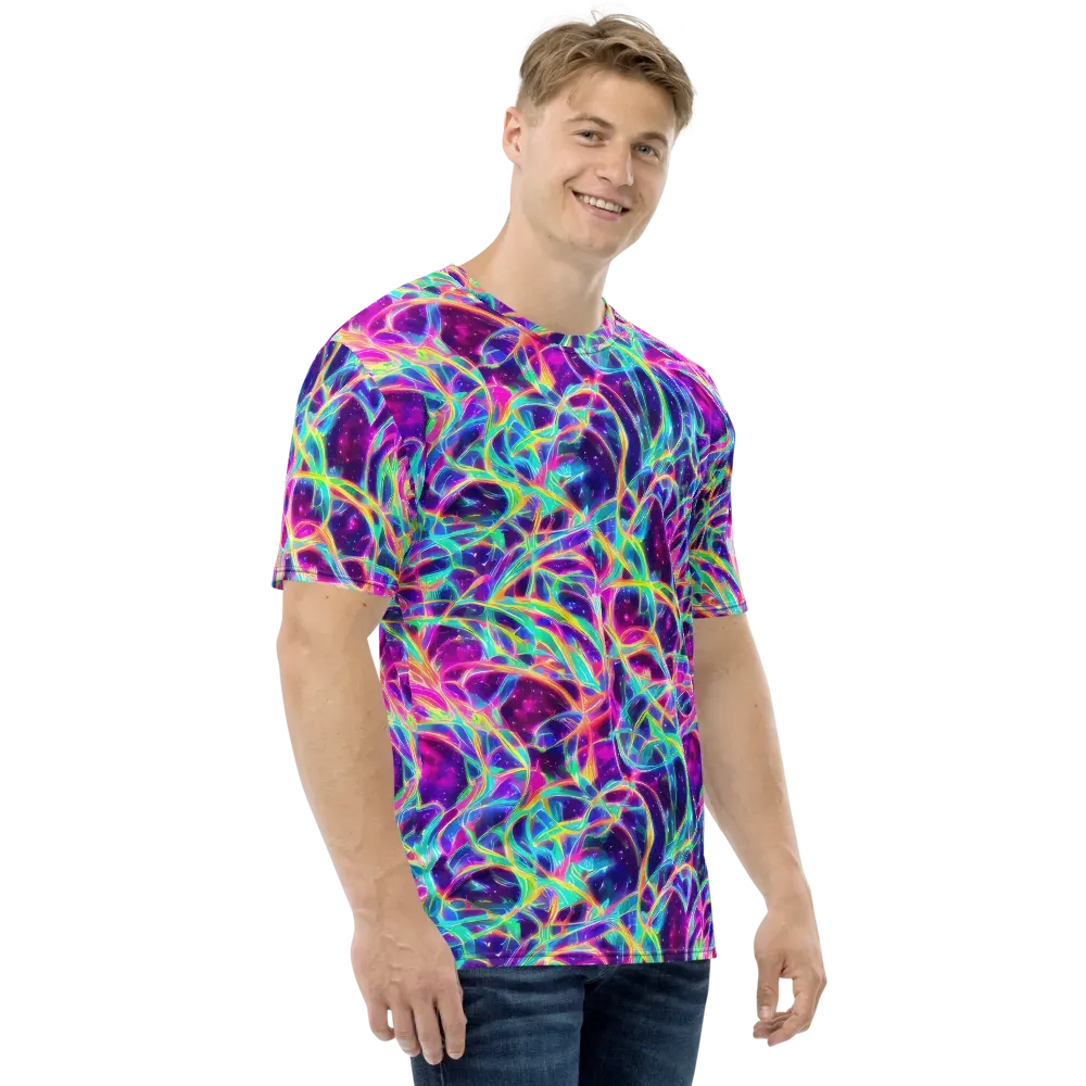 Electric Starweave on Men's Crew Neck T-Shirt — Right