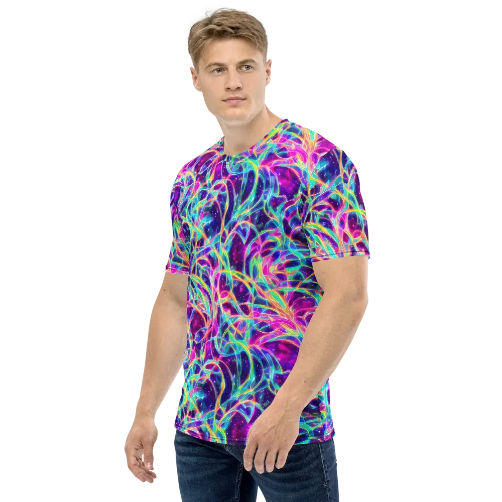Electric Starweave on Men's Crew Neck T-Shirt — Left