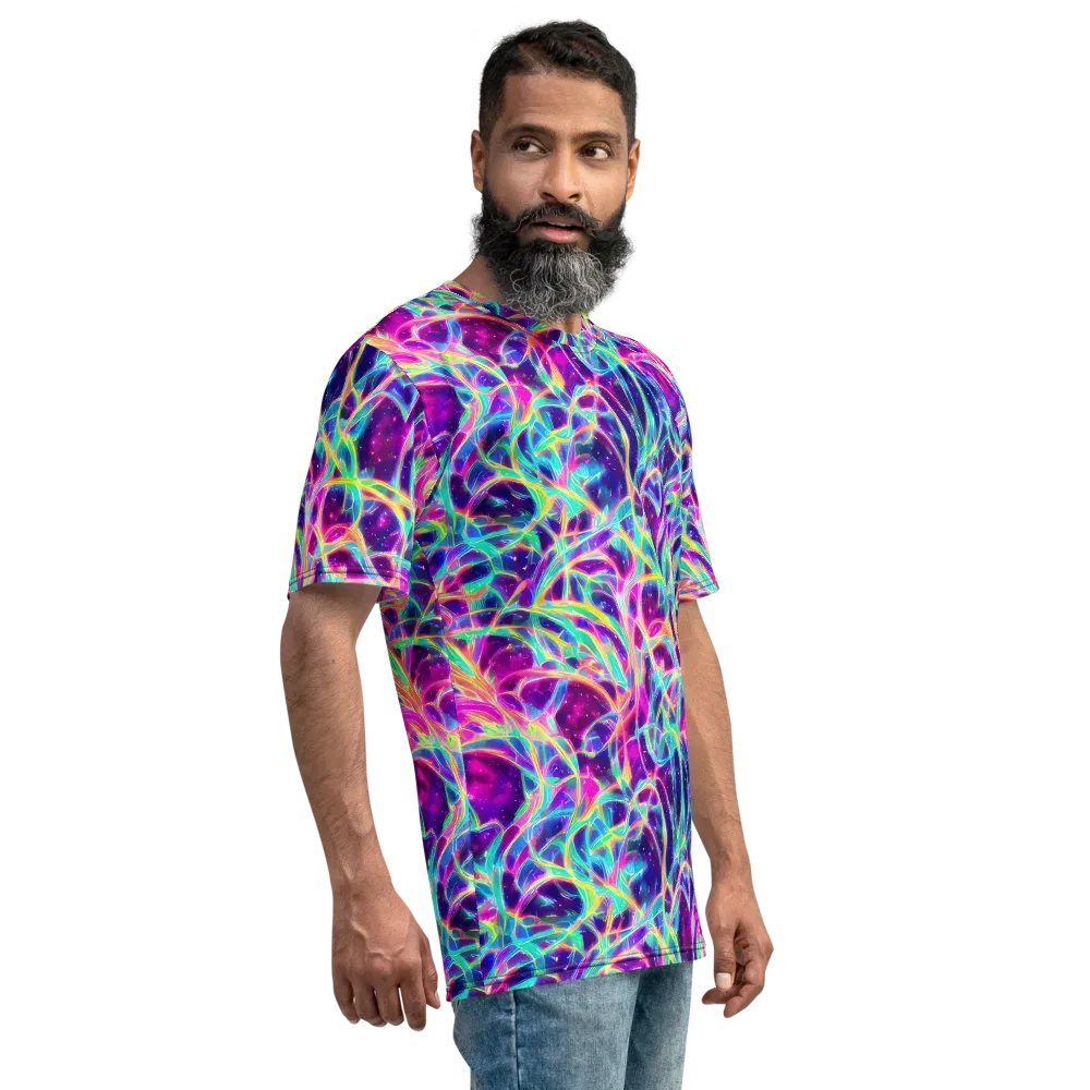 Electric Starweave on Men's Crew Neck T-Shirt — Right