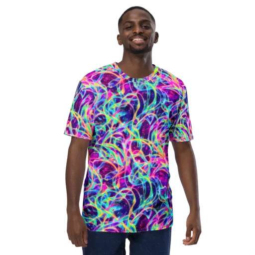 Electric Starweave on a Men's Crew Neck T-Shirt