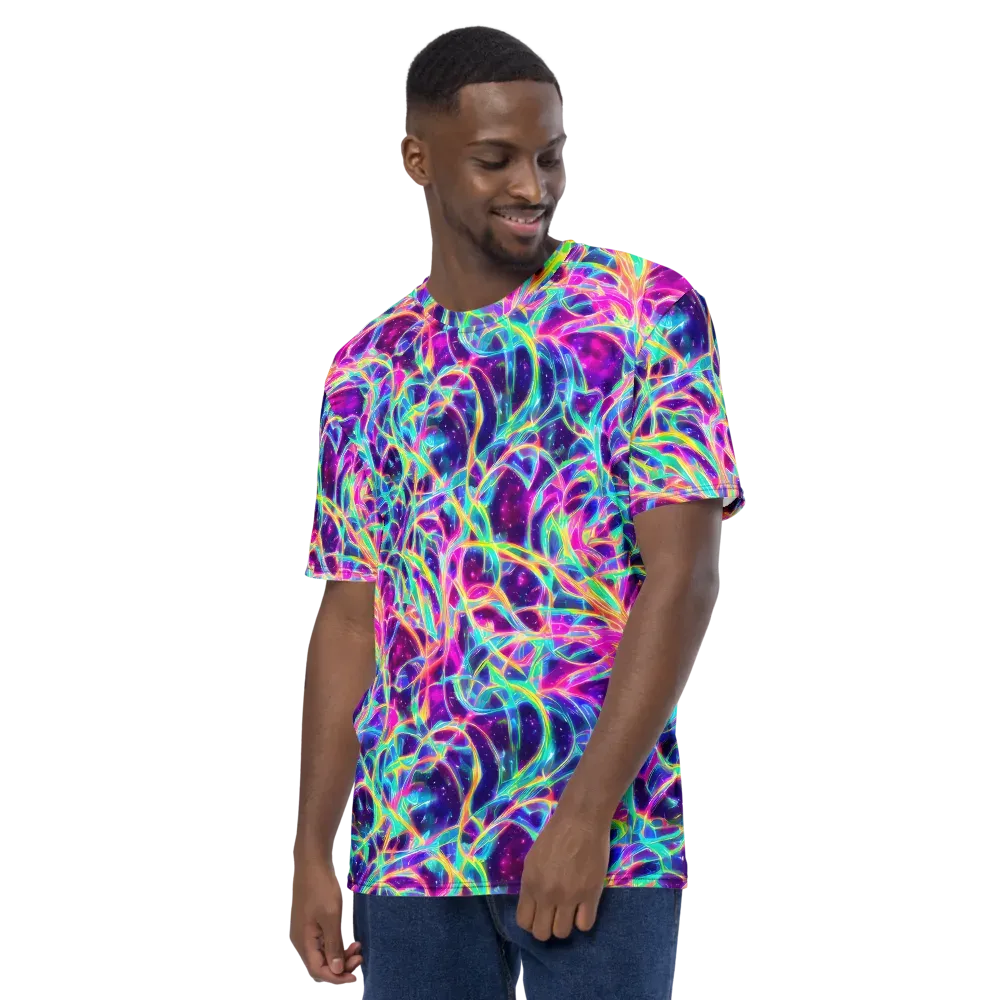 Electric Starweave on Men's Crew Neck T-Shirt — Left
