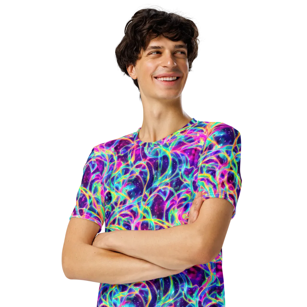 Electric Starweave on Men's Crew Neck T-Shirt — Left Front