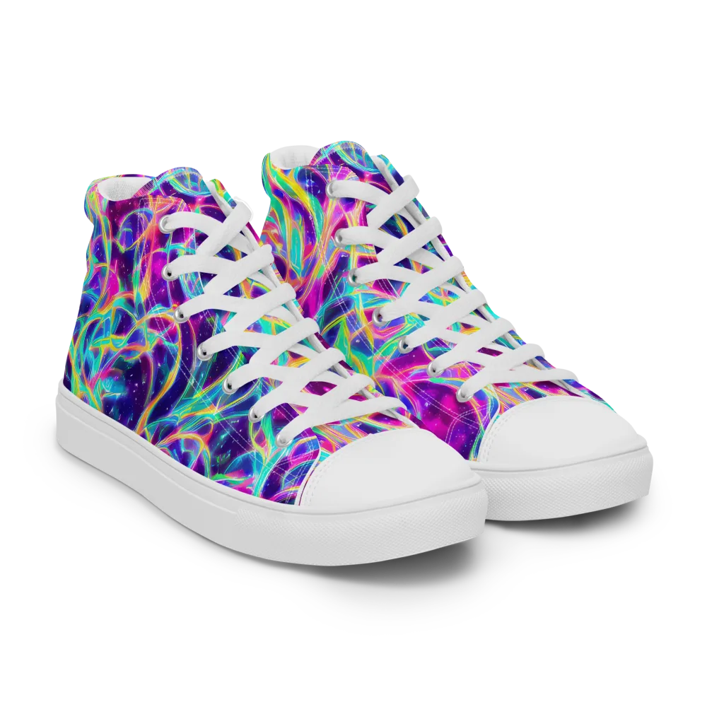 Electric Starweave on Men's High Top Canvas Shoes — Right Front