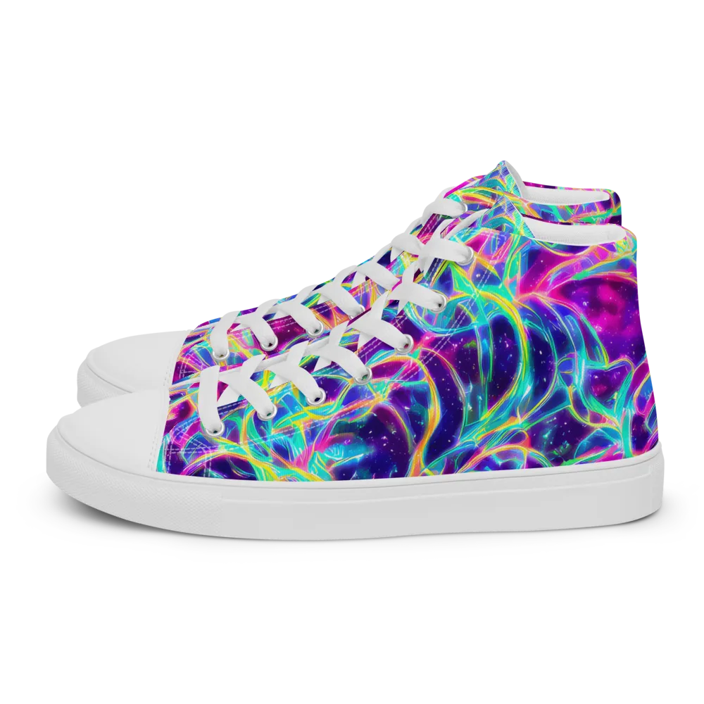 Electric Starweave on Men's High Top Canvas Shoes — Left